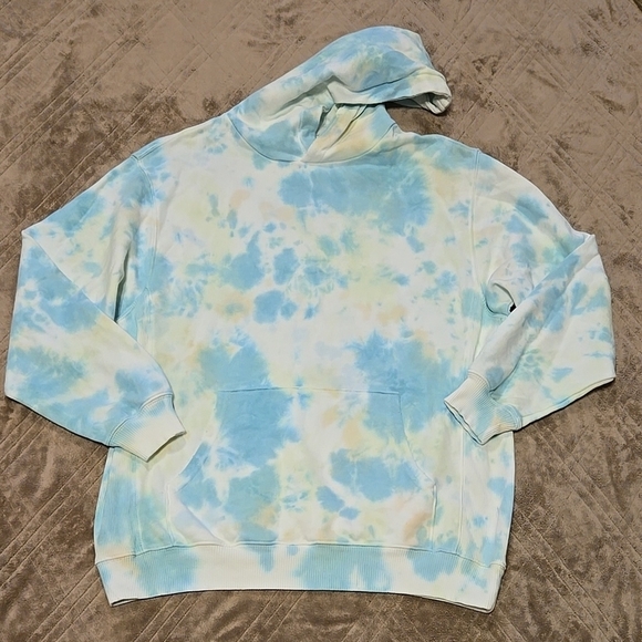 New Aerie Blue Green Tie Dye Oversized Hoodie Sweatshirt Size Small - Picture 3 of 6